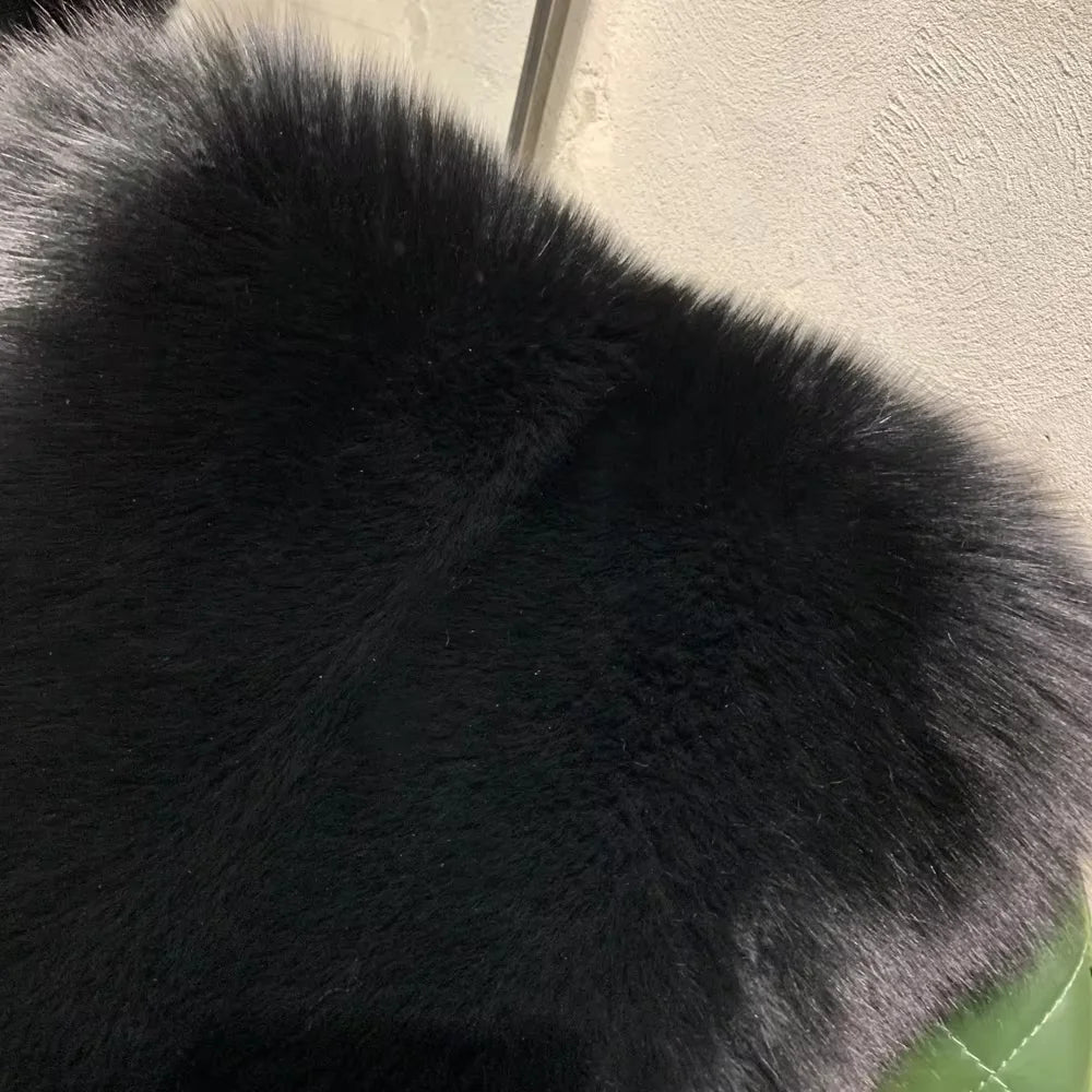 Red Fox Fur Coat Long Sleeve with Collar Ladies Real Fur Jacket Natural Fox Cloth