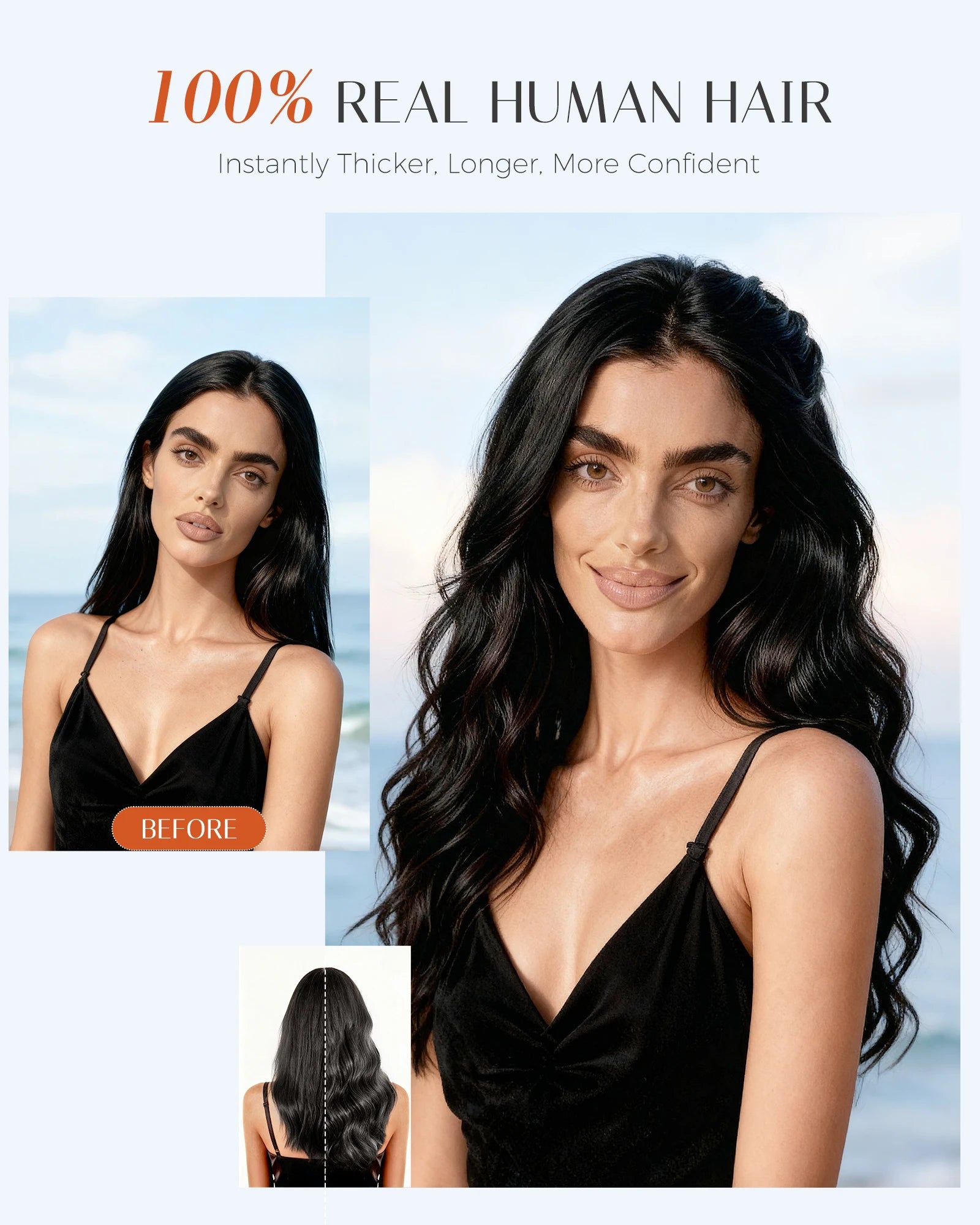 120g Double Drawn Clip in Human Hair Extensions with Thick Ends, Remy Hair Cuticle-Aligned No Tangle, 12+ Month with Proper Care