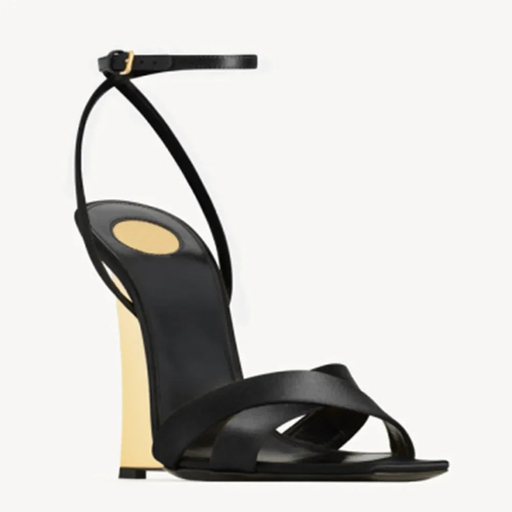2025European and American Summer Wedge Toe High-heeled Sandals for Weddings, Banquets, Parties, Women's 34-44 Large Sandals