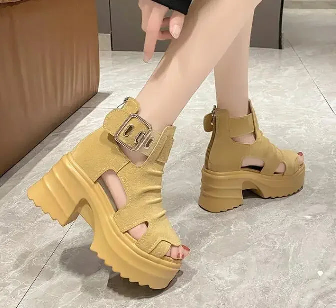 2025 Summer Sandals 8CM Wedge Heels Sneakers New Women Beach Flip Flop High Platform Casual Sandals Breathable Walking Slippers