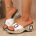 Women Wedge Sandals British Style Rome Shoes Metal Buckle Casual Platform Sandals Women Comfy Soft High Heels Shoes for Women