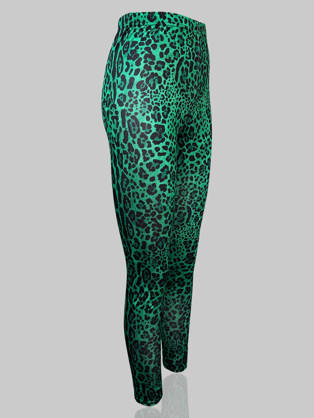 New Green Leopard Print Tight Leggings Europe And The United States Casual Fashion Elastic Yoga Sports Nine-point Pants Women