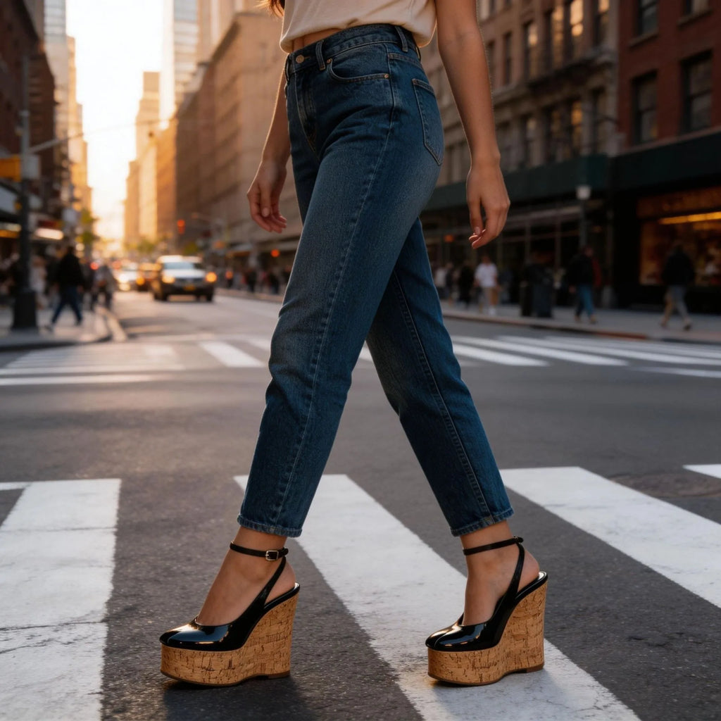 Highquality Wooden Patterned Wedge Heelwith Thicksole Andexposed Toebuckle Strap Sandals Forwomen's Banquets InEurope AndAmerica