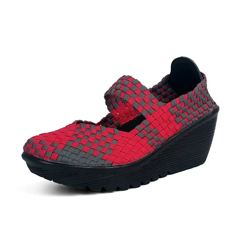 Wedge Platform Weave Sandals Fashion Peep Toe Comforty Breathable Mom Shoes Female Casual Thick Bottom Sandalias Mujer 2024