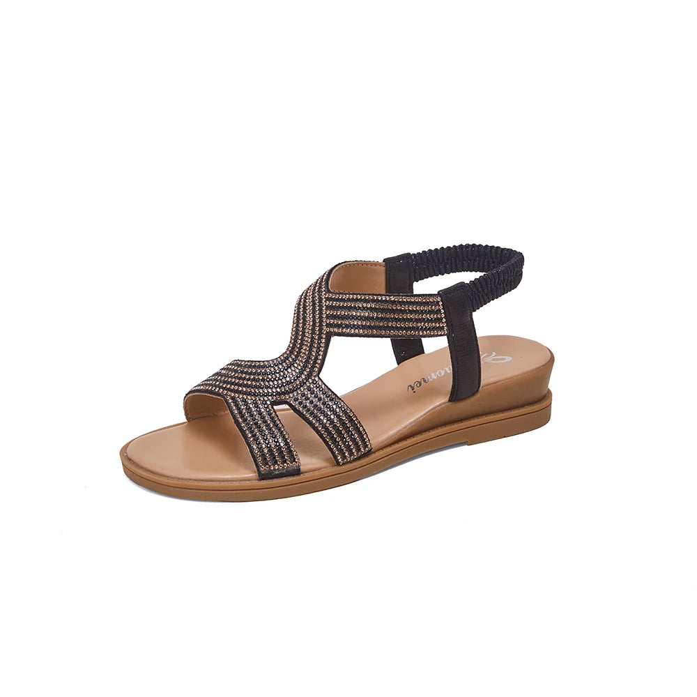 2026 Wedge Sandals Round Head Comfortable Open Toe Summer One-piece Buckle Strap Sandal for Daily Walking Shoes