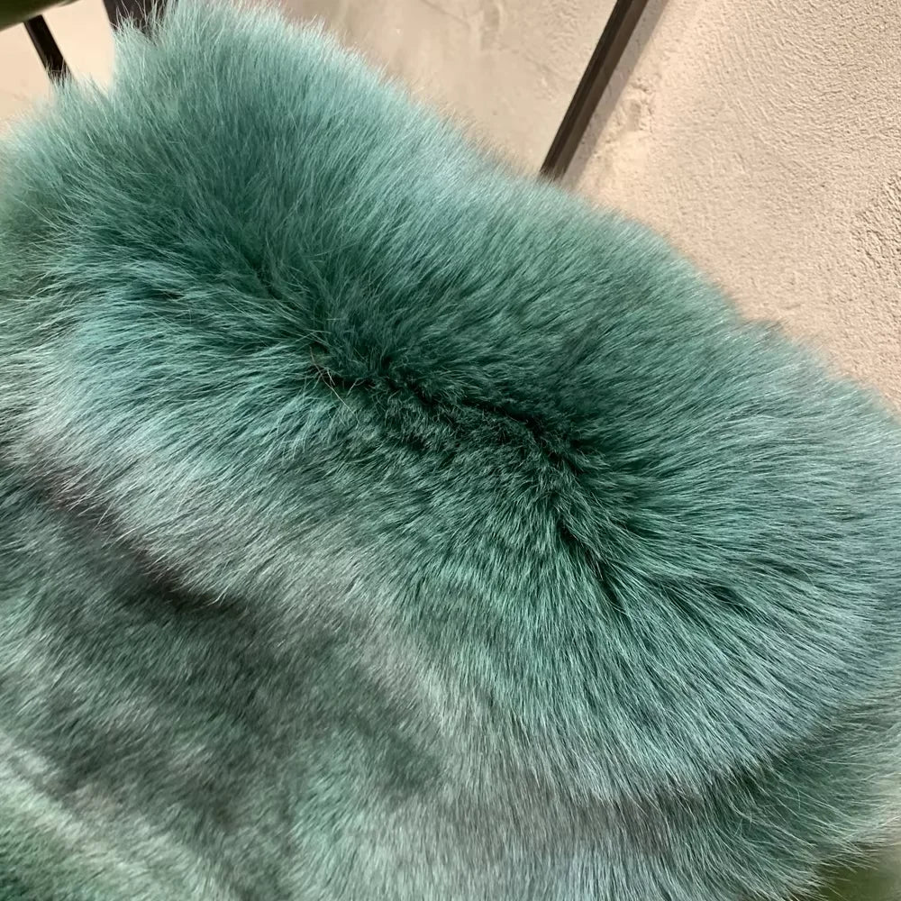 Red Fox Fur Coat Long Sleeve with Collar Ladies Real Fur Jacket Natural Fox Cloth