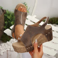Women Platform Wedge Sandals Adjustable Velcro Closure Open Toe Cutout Slingback Comfort Soft Sole Non Slip Casual Walking Shoes