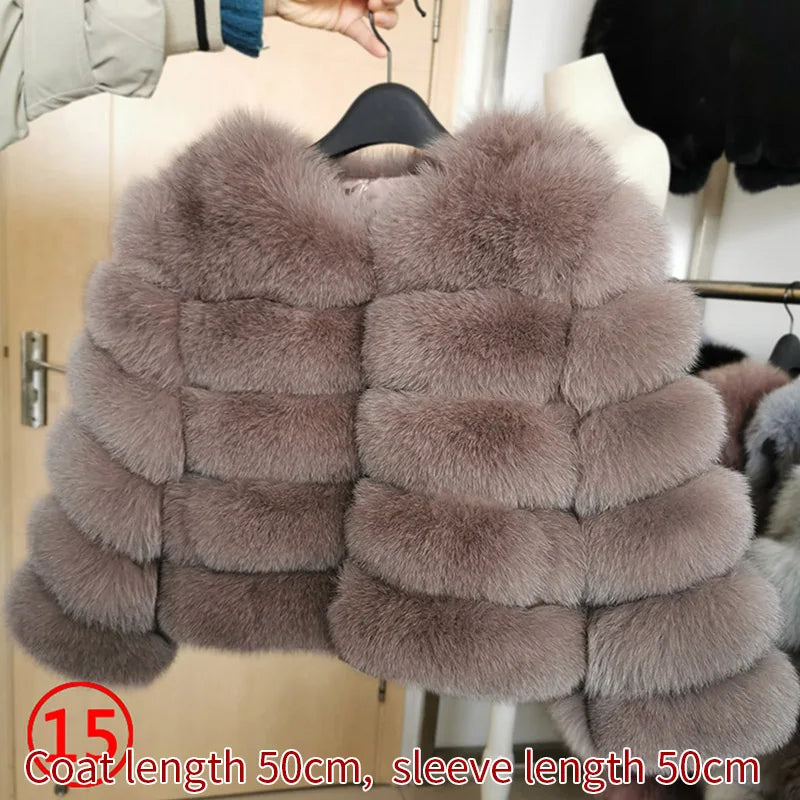 Winter Real Fur Women Raccoon Natural Fur Coat Silver Fox Long Vest Warm Luxury Jacket Parkas With Leather Fur Clothe For Female