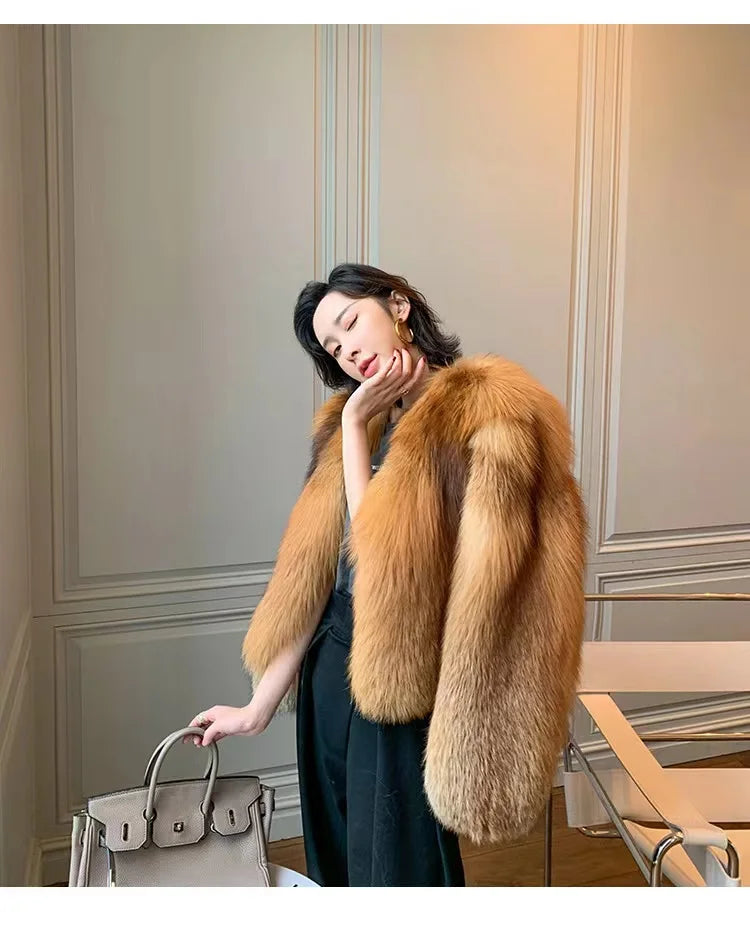 High-end Whole-skinned Red Fox Fox Fur Coat for Women Short 2025 Winter New Hot Young Fashionable Fur Coat