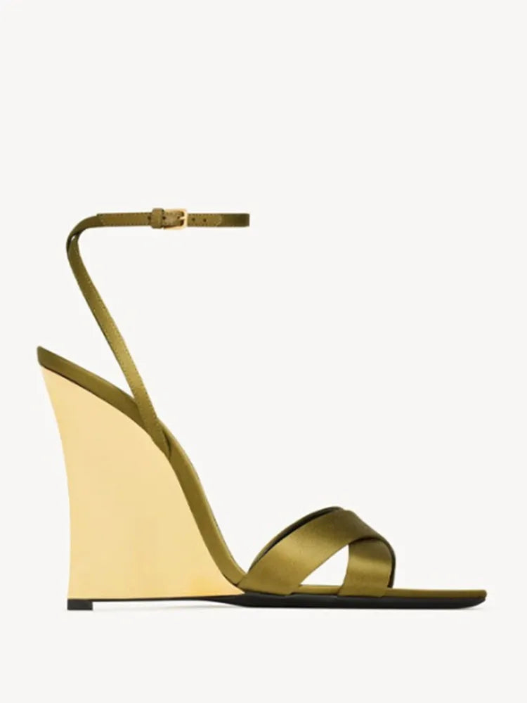 2025European and American Summer Wedge Toe High-heeled Sandals for Weddings, Banquets, Parties, Women's 34-44 Large Sandals