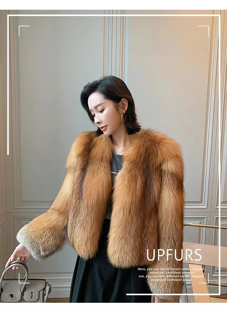 High-end Whole-skinned Red Fox Fox Fur Coat for Women Short 2025 Winter New Hot Young Fashionable Fur Coat