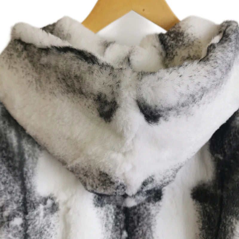 2025 New Genuine Real Rabbit Fur With Hood Overcoat For Women Genuine Luxury High Qualiry Factory Full Natural Ladies Jacker