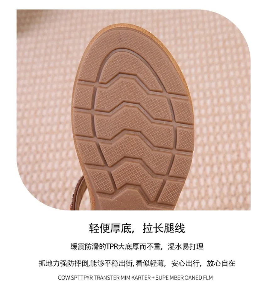 Travel wedge heel Roman sandals women's new style European and American ethnic style open-toe vacation travel leisure fashion