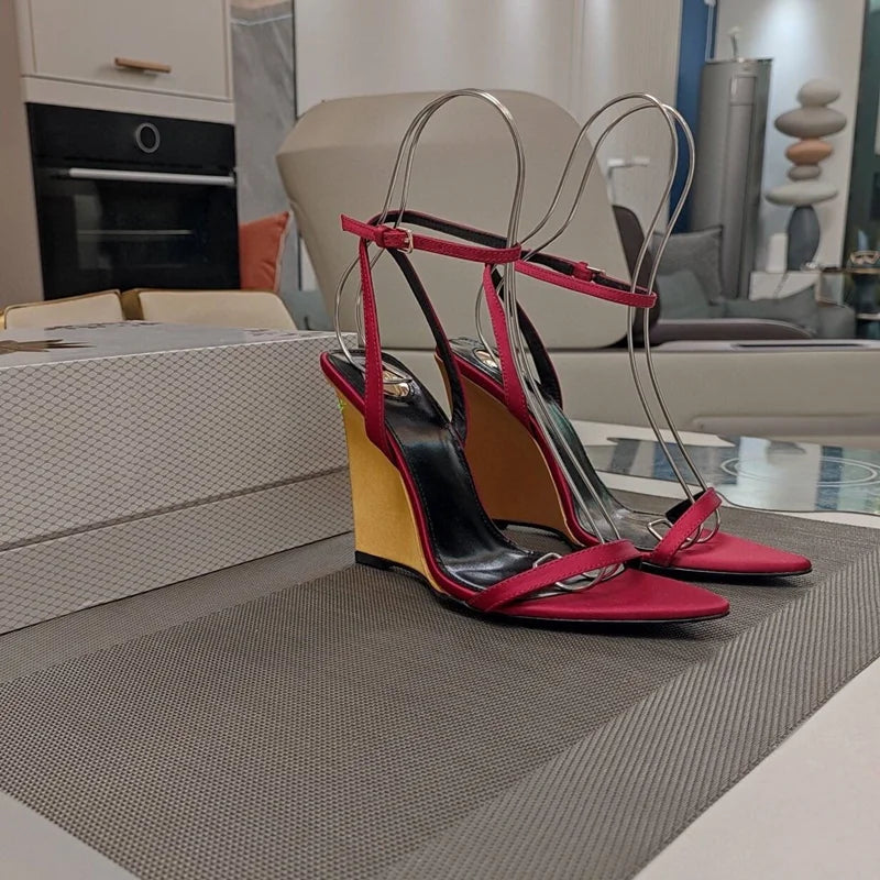 2025European and American Summer Wedge Toe High-heeled Sandals for Weddings, Banquets, Parties, Women's 34-44 Large Sandals