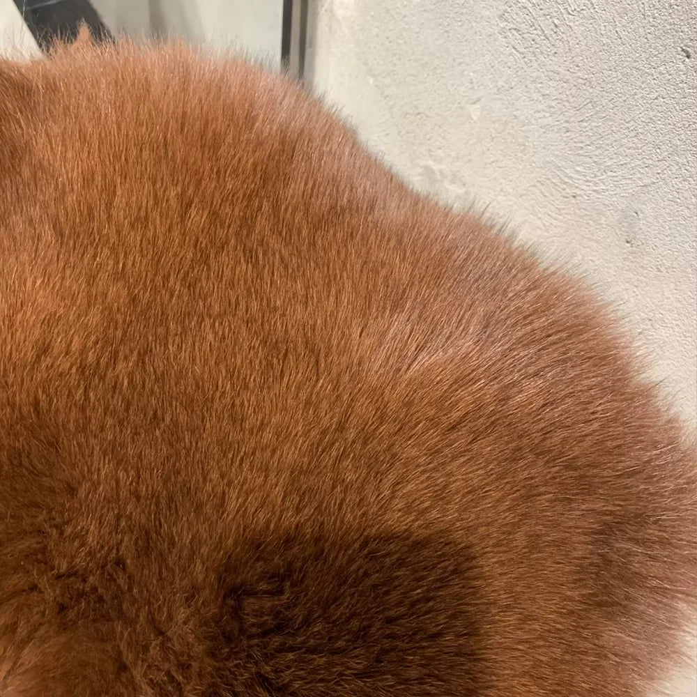 Red Fox Fur Coat Long Sleeve with Collar Ladies Real Fur Jacket Natural Fox Cloth