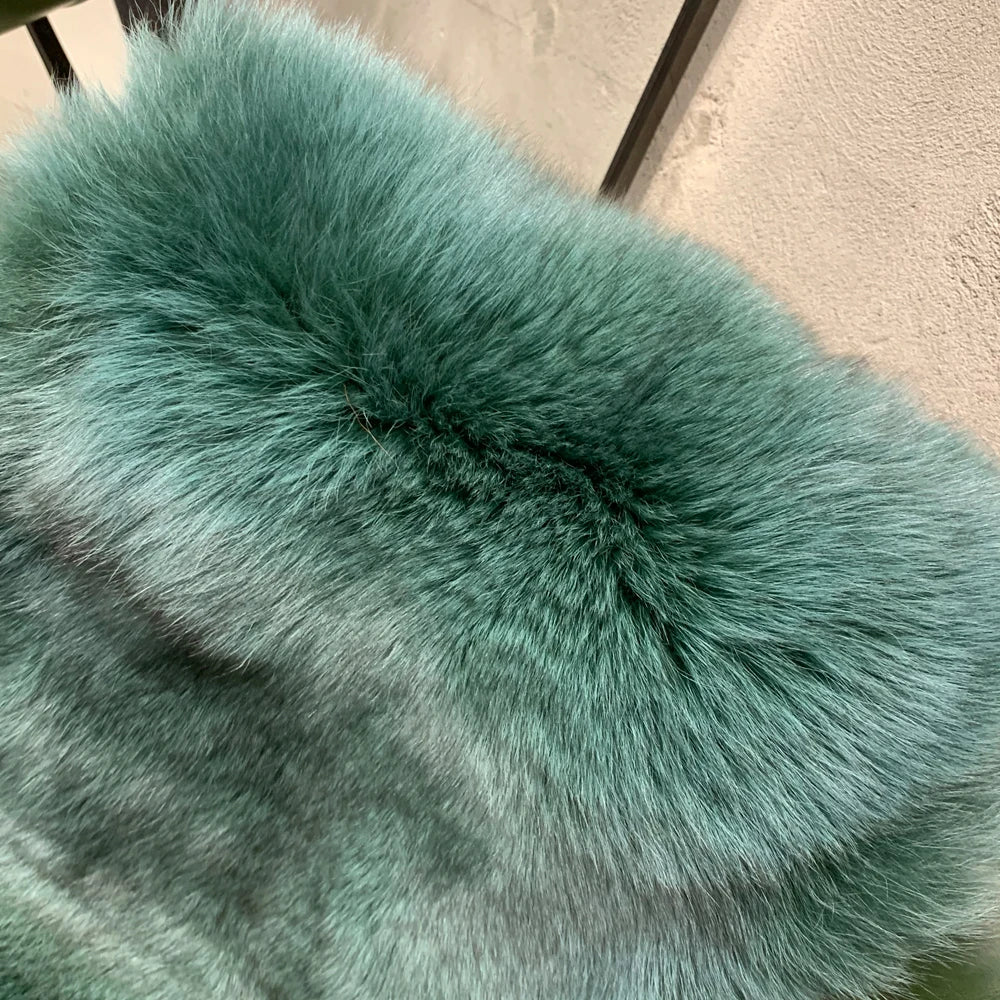 #GO BALLISTIC YA Long Ladies Fur Coat Hooded Women's Fur Outwear 22-06