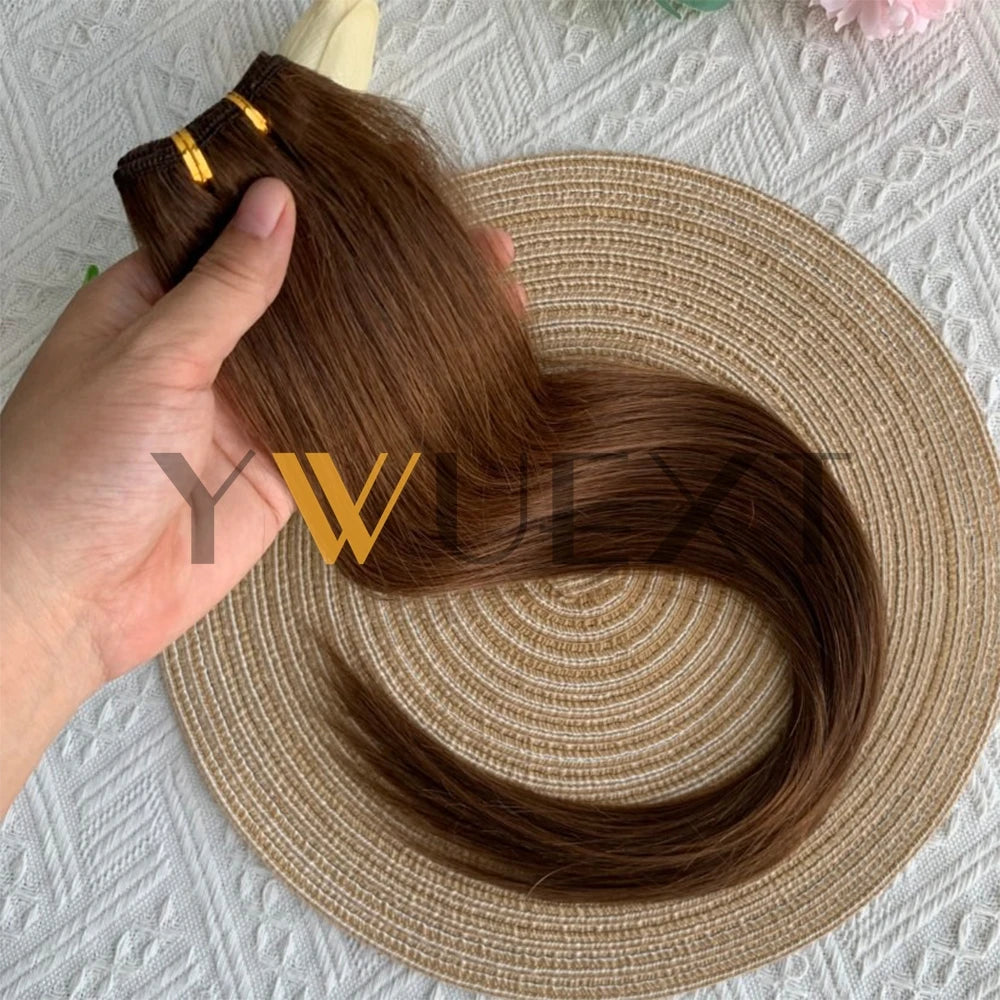 Double Sew in Weft Hair Extensions 12inch-24inch Machine Remy Human Hair Extensions 50g/pack Can Curly Hair Weaves for Women