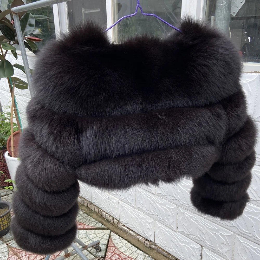 QUEENTINA Real Fox Fur Coat 30cm Women'S New Fashion Winter Leather And Skin White Clothing Natural New In Coats & Jackets