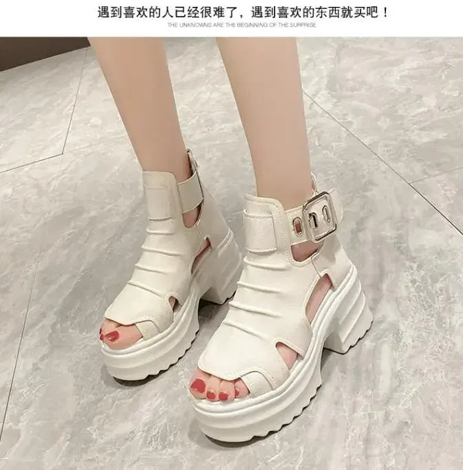 2025 Summer Sandals 8CM Wedge Heels Sneakers New Women Beach Flip Flop High Platform Casual Sandals Breathable Walking Slippers