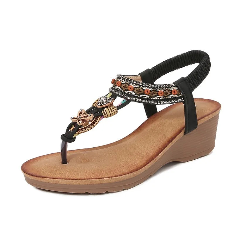 Travel wedge heel Roman sandals women's new style European and American ethnic style open-toe vacation travel leisure fashion