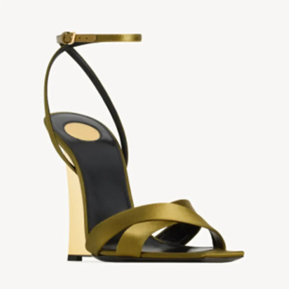 2025European and American Summer Wedge Toe High-heeled Sandals for Weddings, Banquets, Parties, Women's 34-44 Large Sandals