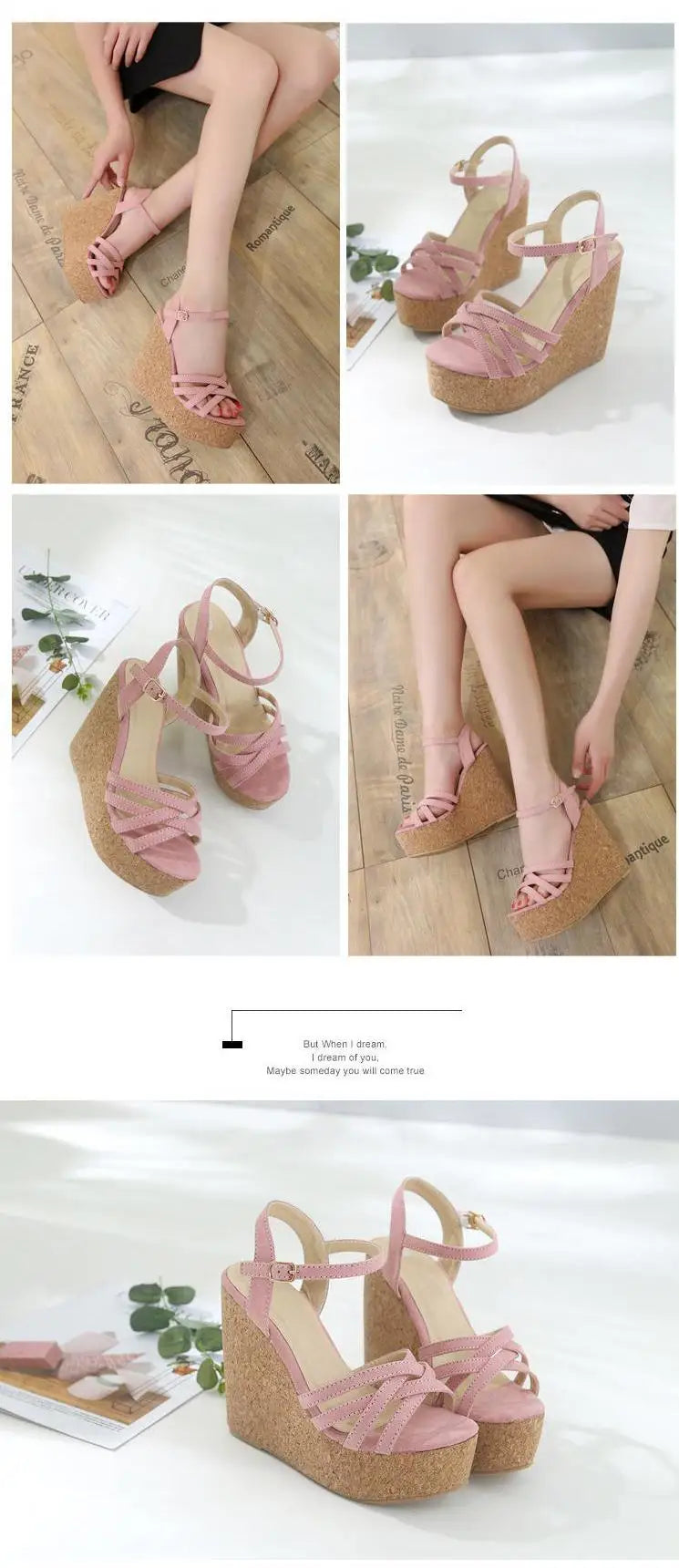Size 31-43 Summer New Wedge Sandals 11cm High Heel Platform Open Toe Beach Sandals Ladies Shoes