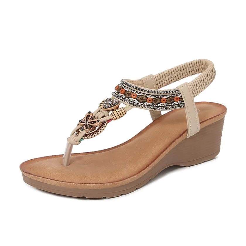 Travel wedge heel Roman sandals women's new style European and American ethnic style open-toe vacation travel leisure fashion