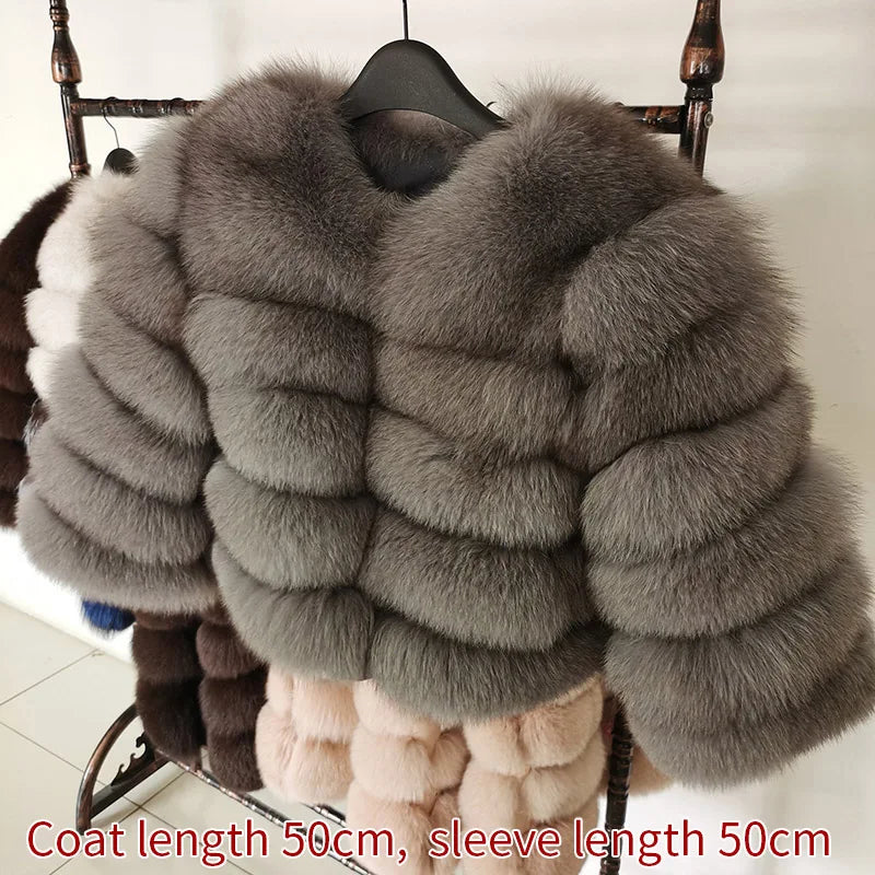 Winter Real Fur Women Raccoon Natural Fur Coat Silver Fox Long Vest Warm Luxury Jacket Parkas With Leather Fur Clothe For Female