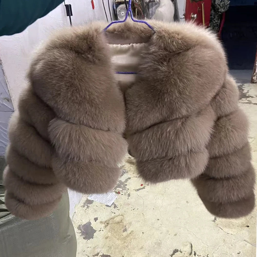 QUEENTINA Real Fox Fur Coat 30cm Women'S New Fashion Winter Leather And Skin White Clothing Natural New In Coats & Jackets