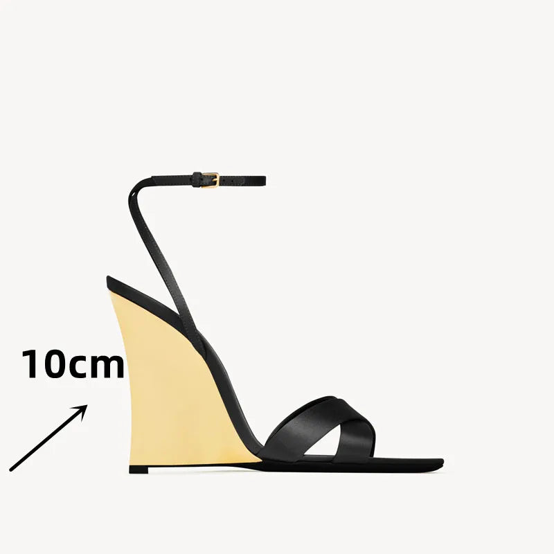 2025European and American Summer Wedge Toe High-heeled Sandals for Weddings, Banquets, Parties, Women's 34-44 Large Sandals