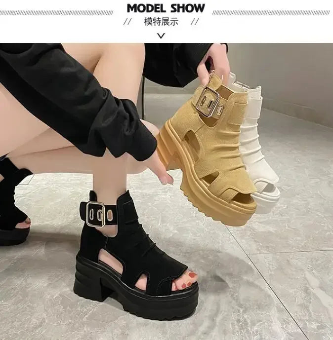 2025 Summer Sandals 8CM Wedge Heels Sneakers New Women Beach Flip Flop High Platform Casual Sandals Breathable Walking Slippers