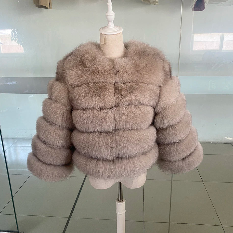 Winter Real Fur Women Raccoon Natural Fur Coat Silver Fox Long Vest Warm Luxury Jacket Parkas With Leather Fur Clothe For Female