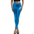 Women's Stretchy Faux Leather Leggings Sexy Metallic Color Wetlook High Waisted Tights Leggongs Slim Fit Clubwear Summer Pants