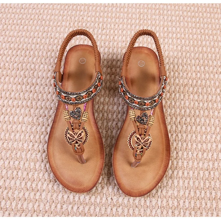 Travel wedge heel Roman sandals women's new style European and American ethnic style open-toe vacation travel leisure fashion