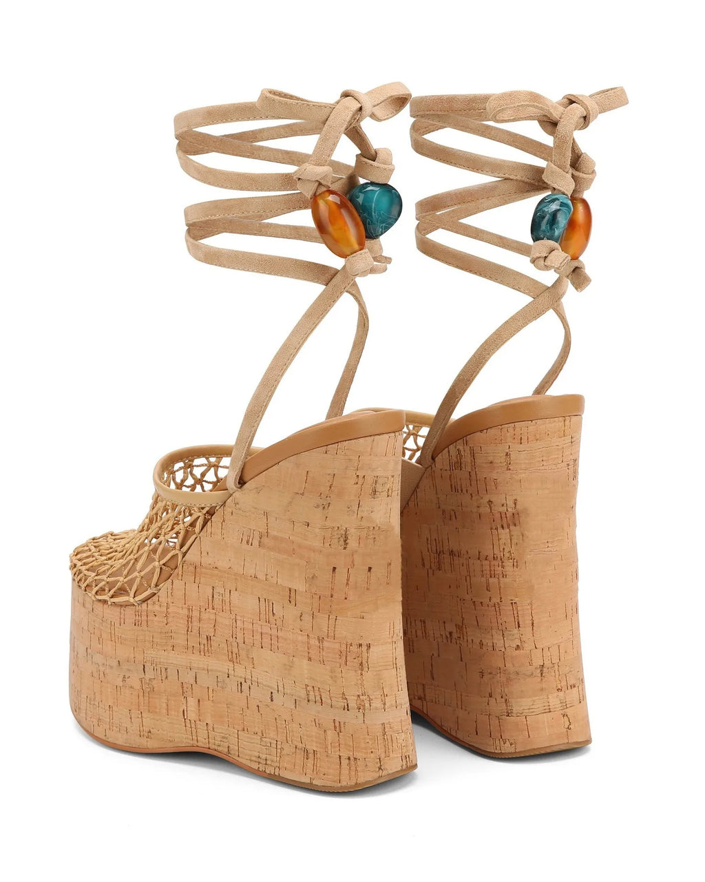 Highquality Wooden Patterned Wedge Heelwith Thicksole Andexposed Toebuckle Strap Sandals Forwomen's Banquets InEurope AndAmerica