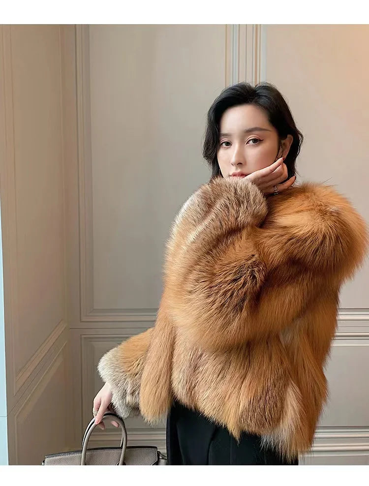 High-end Whole-skinned Red Fox Fox Fur Coat for Women Short 2025 Winter New Hot Young Fashionable Fur Coat