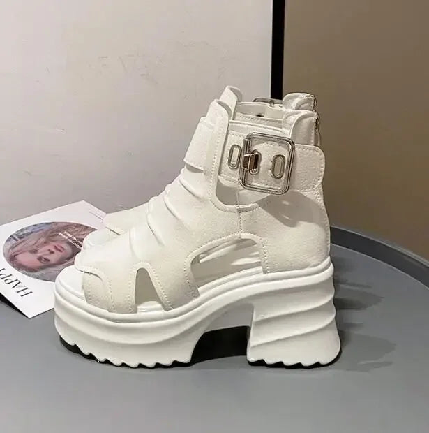 2025 Summer Sandals 8CM Wedge Heels Sneakers New Women Beach Flip Flop High Platform Casual Sandals Breathable Walking Slippers
