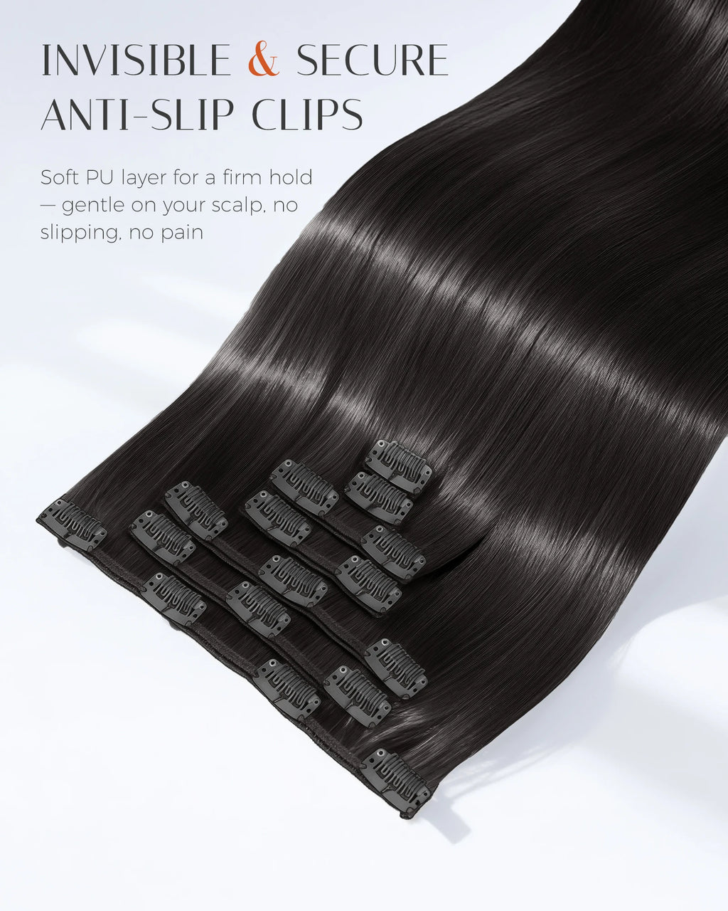 120g Double Drawn Clip in Human Hair Extensions with Thick Ends, Remy Hair Cuticle-Aligned No Tangle, 12+ Month with Proper Care