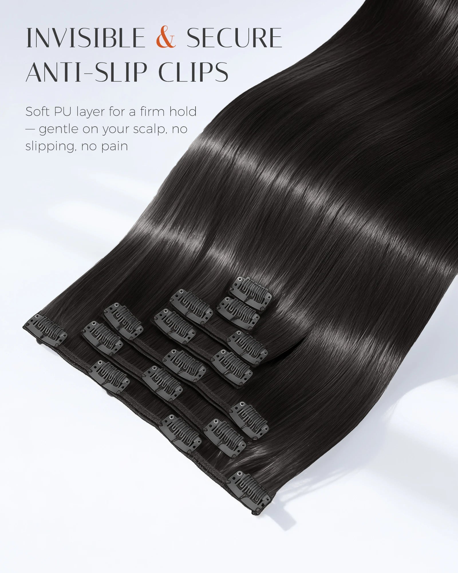 120g Double Drawn Clip in Human Hair Extensions with Thick Ends, Remy Hair Cuticle-Aligned No Tangle, 12+ Month with Proper Care