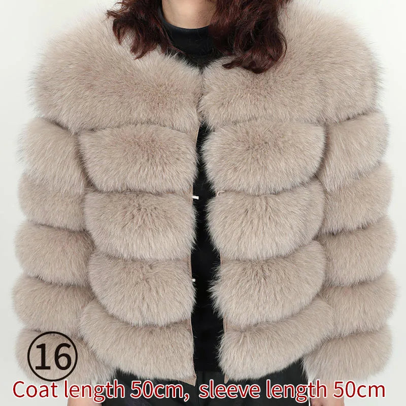 Winter Real Fur Women Raccoon Natural Fur Coat Silver Fox Long Vest Warm Luxury Jacket Parkas With Leather Fur Clothe For Female