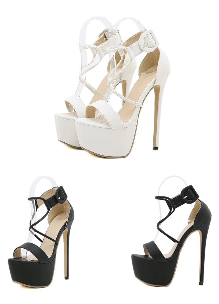 Eilyken Summer Sexy Stiletto Platform Narrow Band Women Sandals 2025 New Arrivals Ladies Buckle Strap Nightclub High Heel Shoes