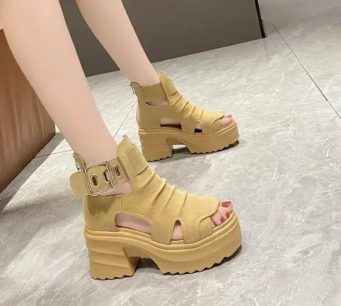 2025 Summer Sandals 8CM Wedge Heels Sneakers New Women Beach Flip Flop High Platform Casual Sandals Breathable Walking Slippers
