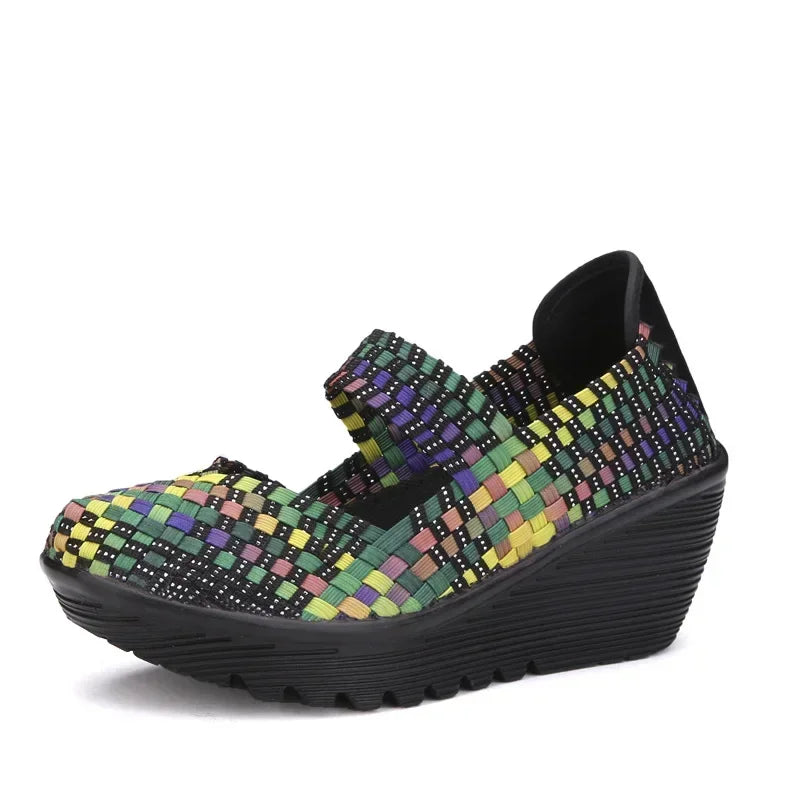 Wedge Platform Weave Sandals Fashion Peep Toe Comforty Breathable Mom Shoes Female Casual Thick Bottom Sandalias Mujer 2024