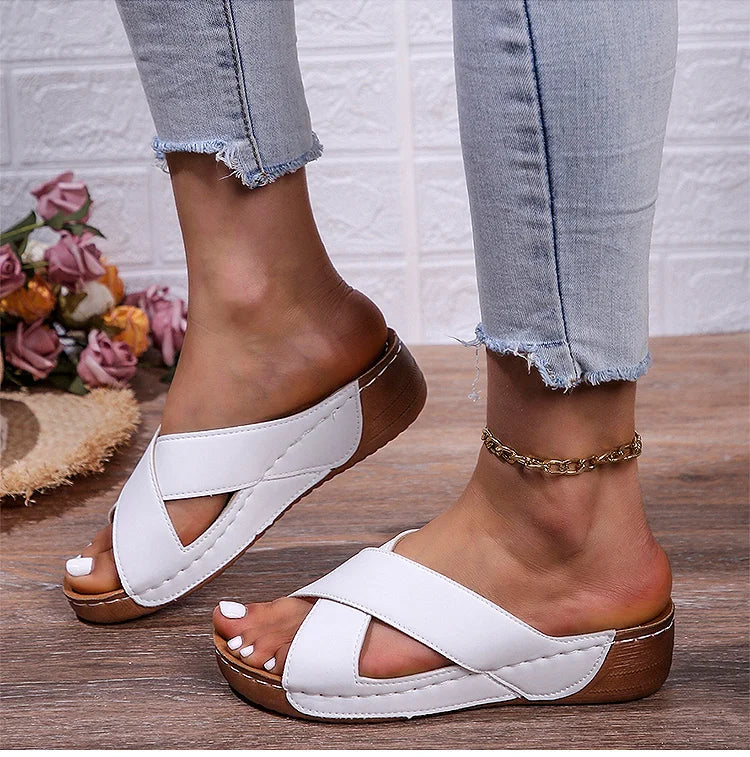 Heels Women's Sandals Elegant Wedge Heel Sandals For Woman Summer Shoes Wedges Sandalias De Mujer Heeled Slippers Summer Sandals