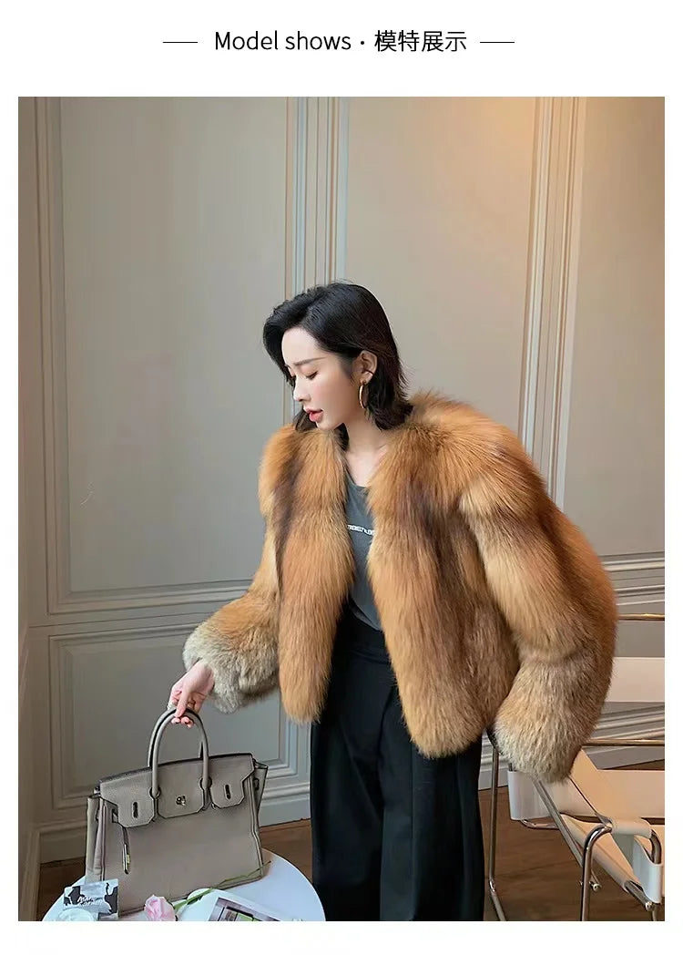 High-end Whole-skinned Red Fox Fox Fur Coat for Women Short 2025 Winter New Hot Young Fashionable Fur Coat