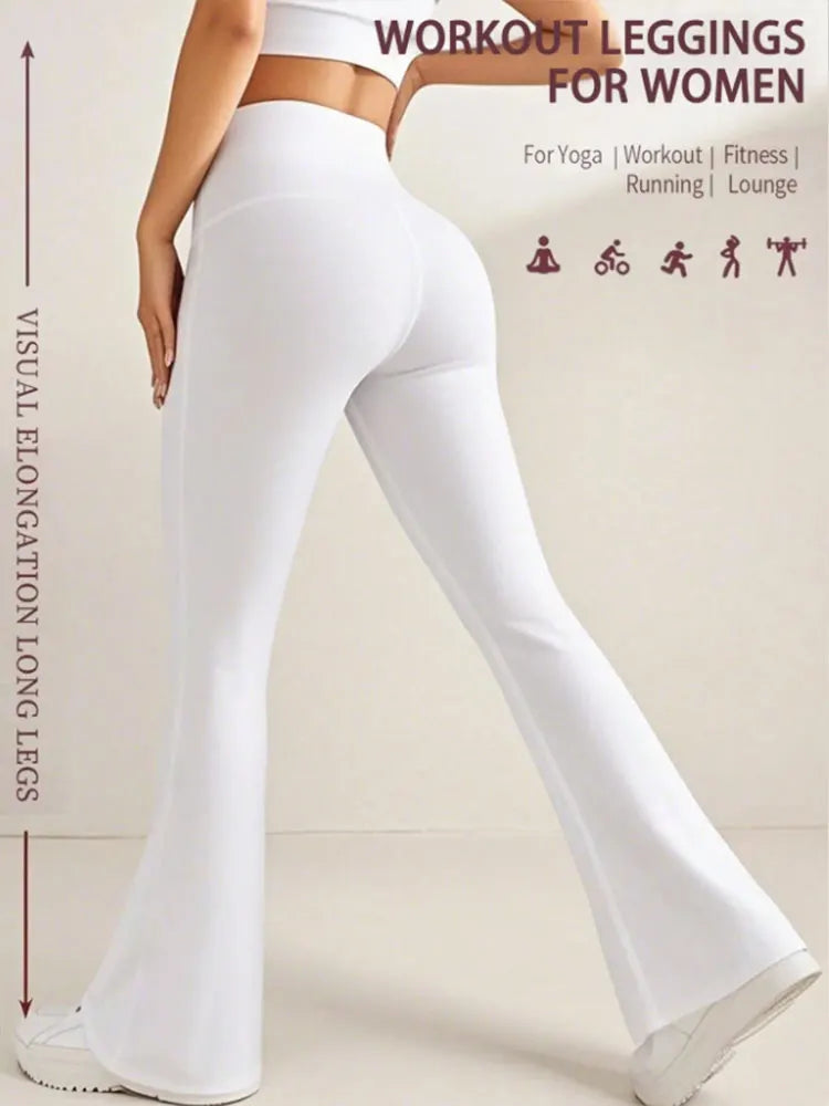 Women's High-Waisted Yoga Flare Pants - Red/White/Black Bootcut Workout Leggings,Plus Size Clothes,Pants & Capris,Jeans（New）