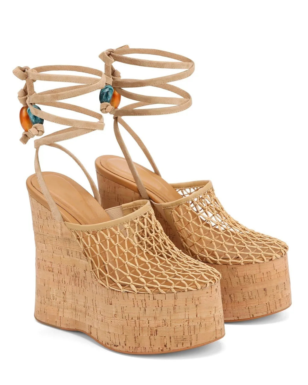 Ladies' Summer Wedge Heel Thick Soled Sandals with Wood Grain Rivets, Waterproof Platform, Thick High Heels, and Sandals
