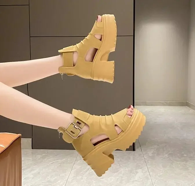 2025 Summer Sandals 8CM Wedge Heels Sneakers New Women Beach Flip Flop High Platform Casual Sandals Breathable Walking Slippers