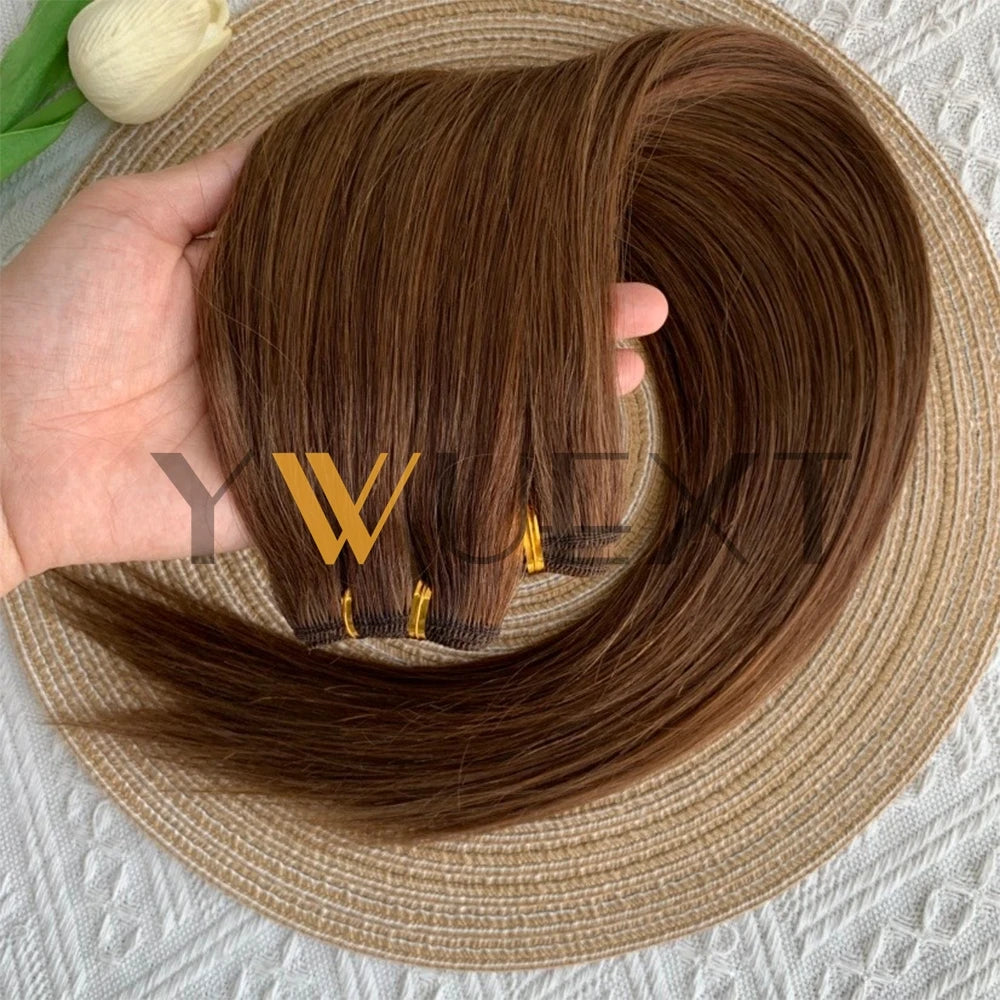 Double Sew in Weft Hair Extensions 12inch-24inch Machine Remy Human Hair Extensions 50g/pack Can Curly Hair Weaves for Women
