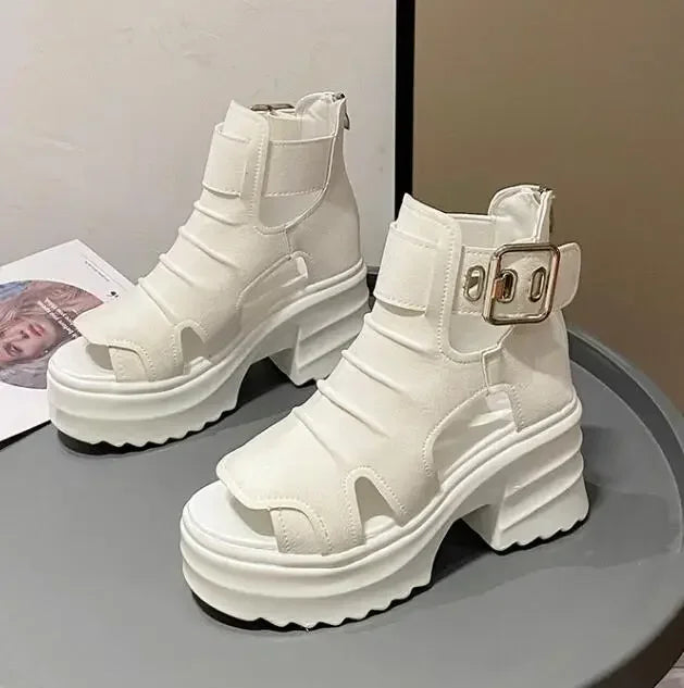 2025 Summer Sandals 8CM Wedge Heels Sneakers New Women Beach Flip Flop High Platform Casual Sandals Breathable Walking Slippers